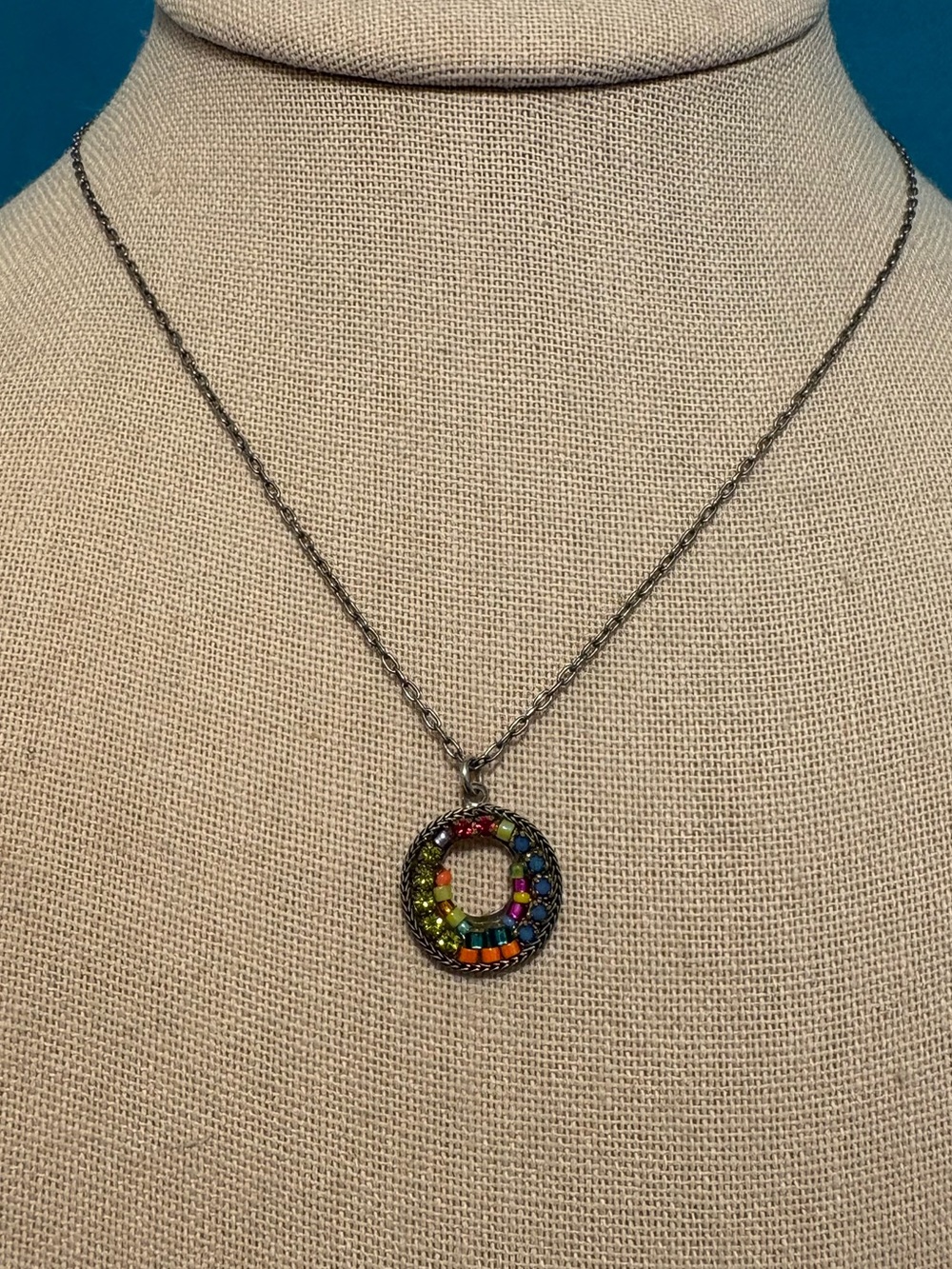 firefly necklace dainty little beaded necklace 16-17” silver tone artisan